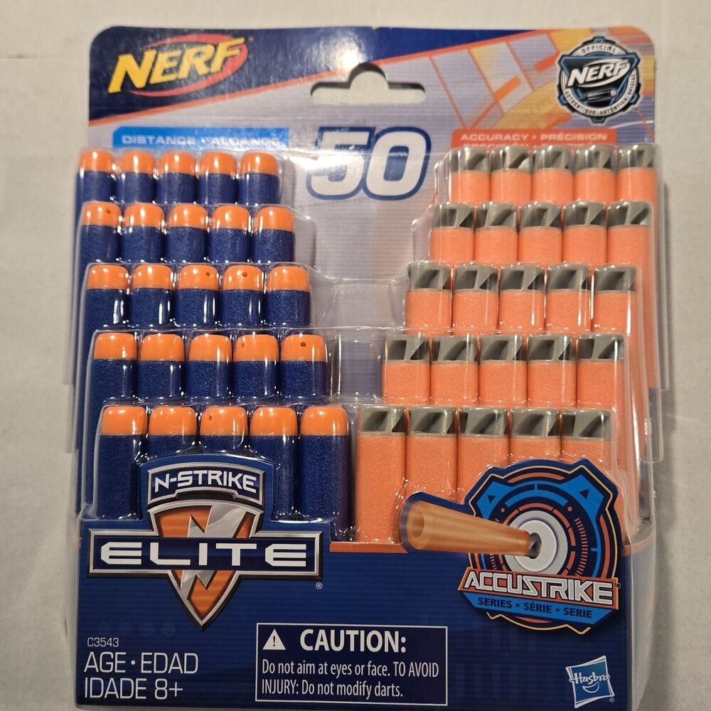 NERF Darts 50 Darts Accustrike 25x N-Strike Elite NEW NIB Sealed 50 Pack Refill